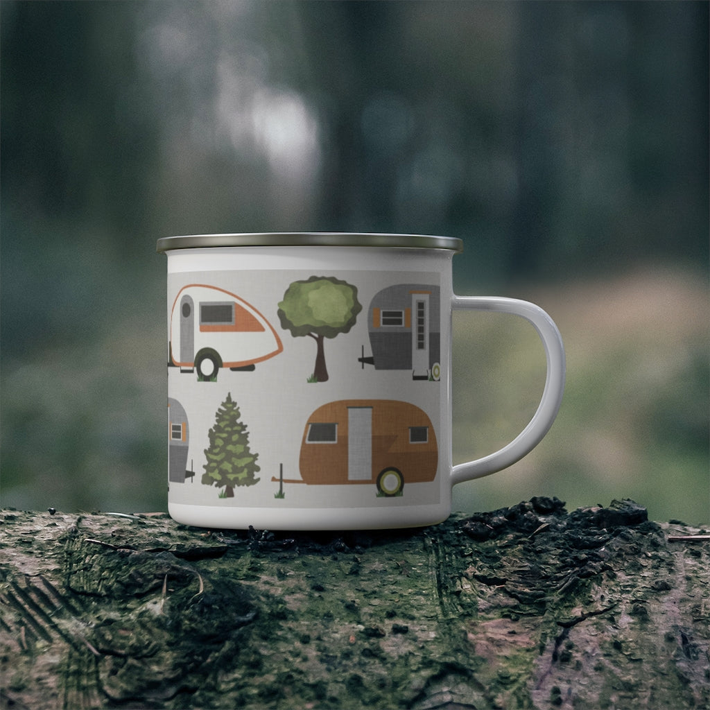 Teardrop Campers Enamel Mug in Orange