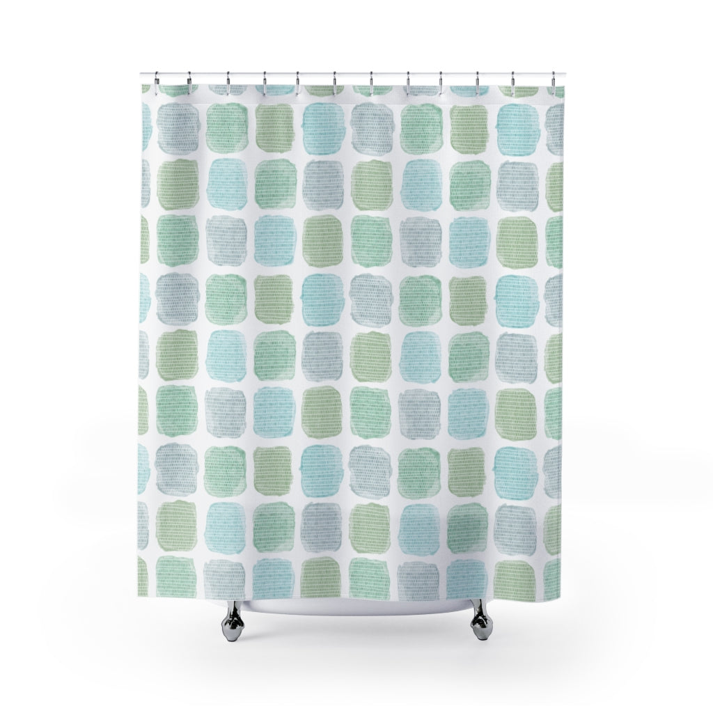 Painted Blocks Shower Curtain in Aqua