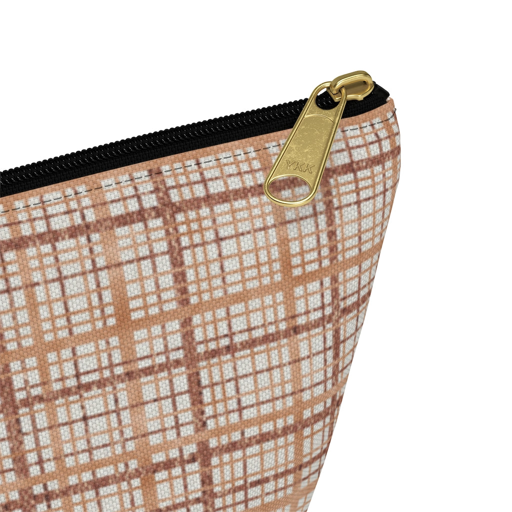 Rogers Tartan Accessory Pouch w T-bottom in Coral