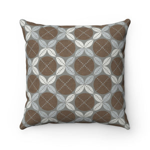 Leaf Ensconced Circle Square Throw Pillow in Brown