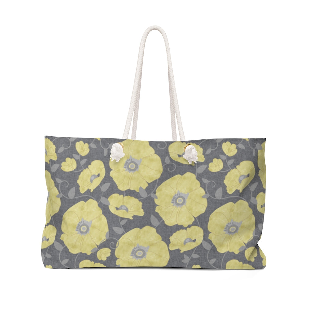 Floral Poppies Weekender Bag in Yellow