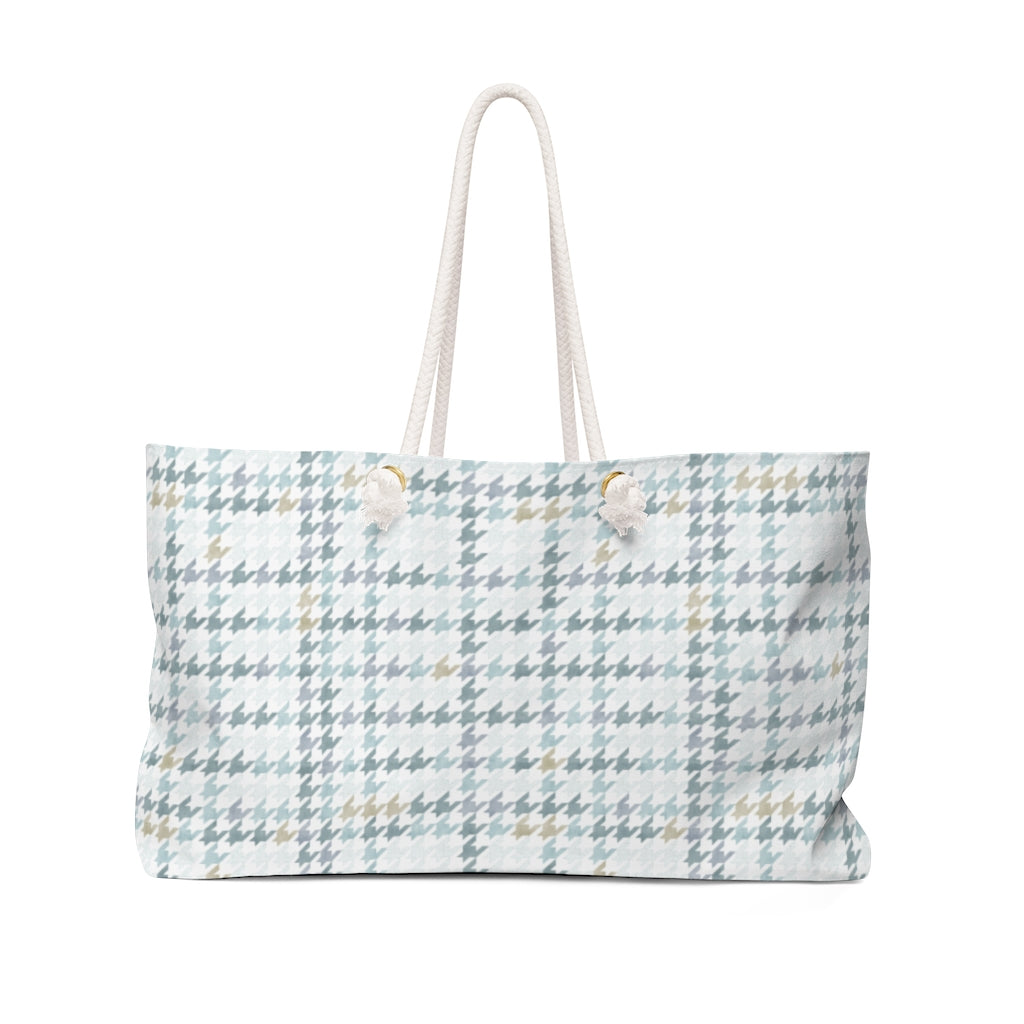 Plaid Houndstooth Weekender Bag in Aqua