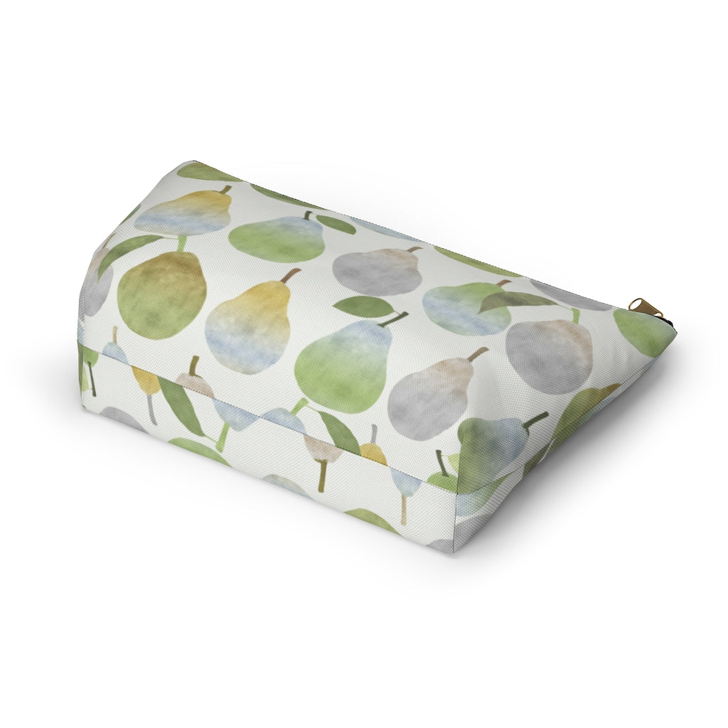 Watercolor Pears Accessory Pouch w T-bottom in Green