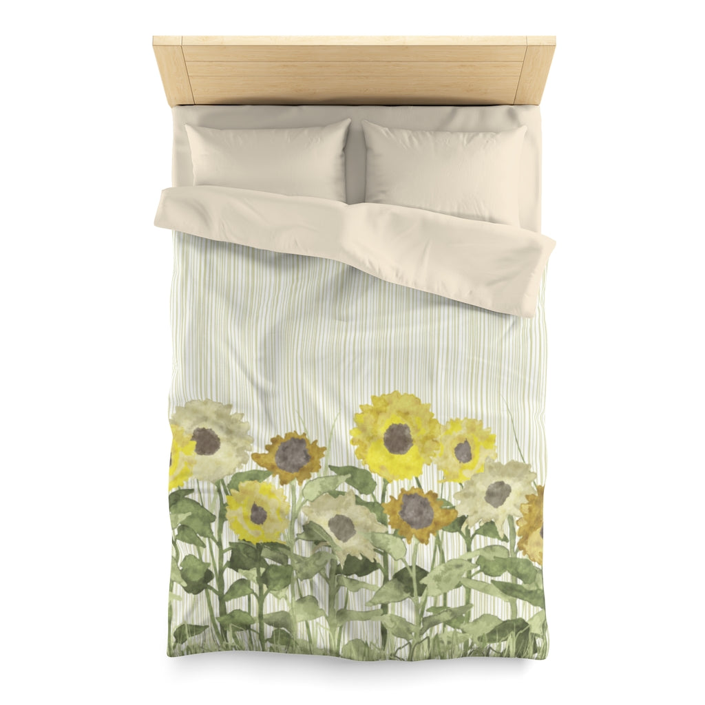 Sunflower Field Microfiber Duvet Cover in Yellow