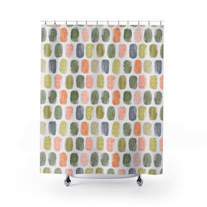 Watercolor Leaf Stamp Shower Curtain in Green