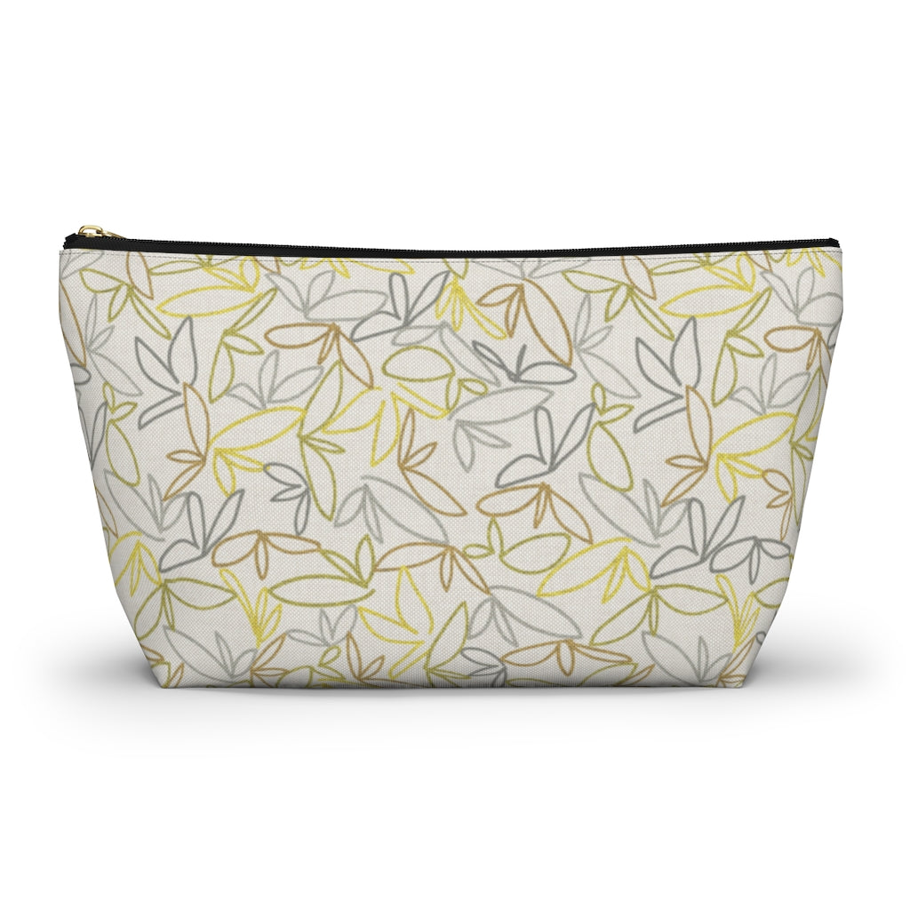 Sketch Leaf Accessory Pouch w T-bottom in Yellow
