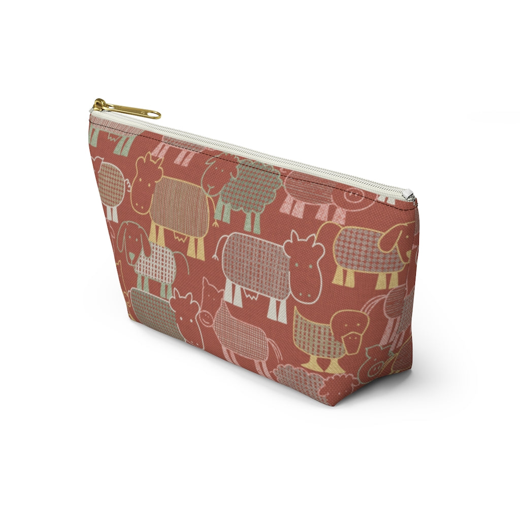 Animal Farm Accessory Pouch w T-bottom in Pink