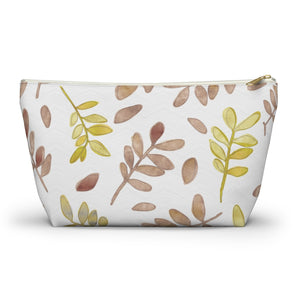 Watercolor Tossed Leaves Accessory Pouch w T-bottom in Red
