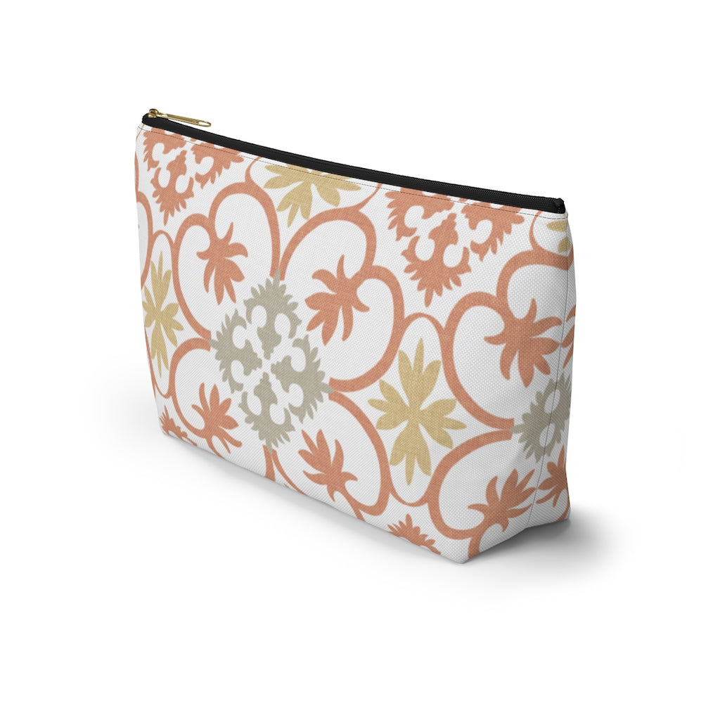 Portugal Tile Accessory Pouch w T-bottom in Orange