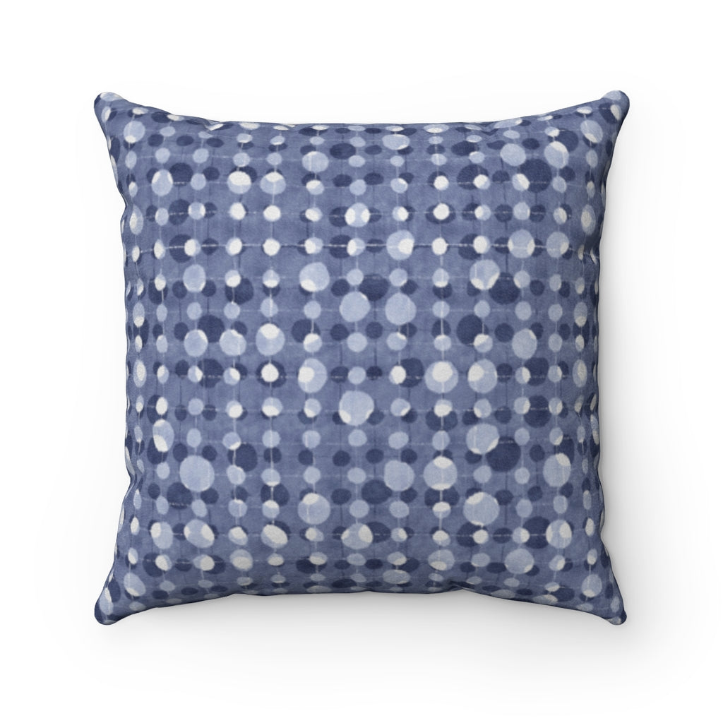 Ikat Texture Overlay Square Throw Pillow in Blue
