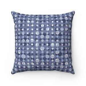 Ikat Texture Overlay Square Throw Pillow in Blue