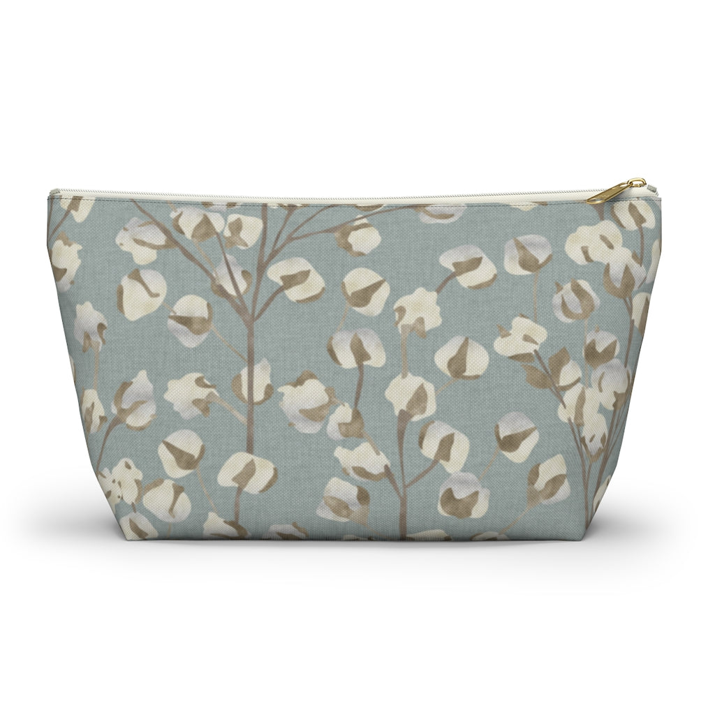 Cotton Branch Accessory Pouch w T-bottom in Aqua