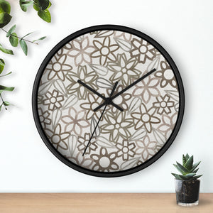 Floral Lace With Leaves Wall Clock in Brown