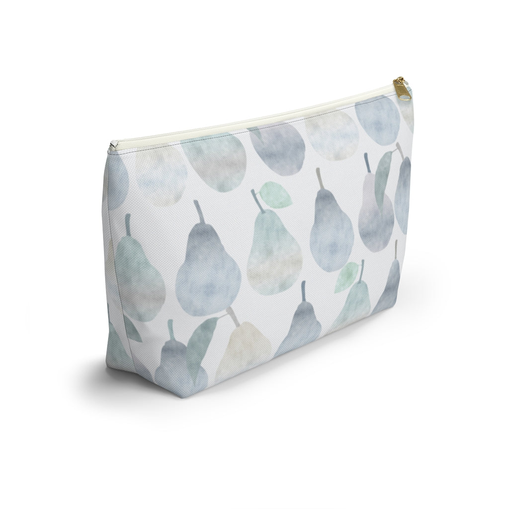 Watercolor Pears Accessory Pouch w T-bottom in Light Blue