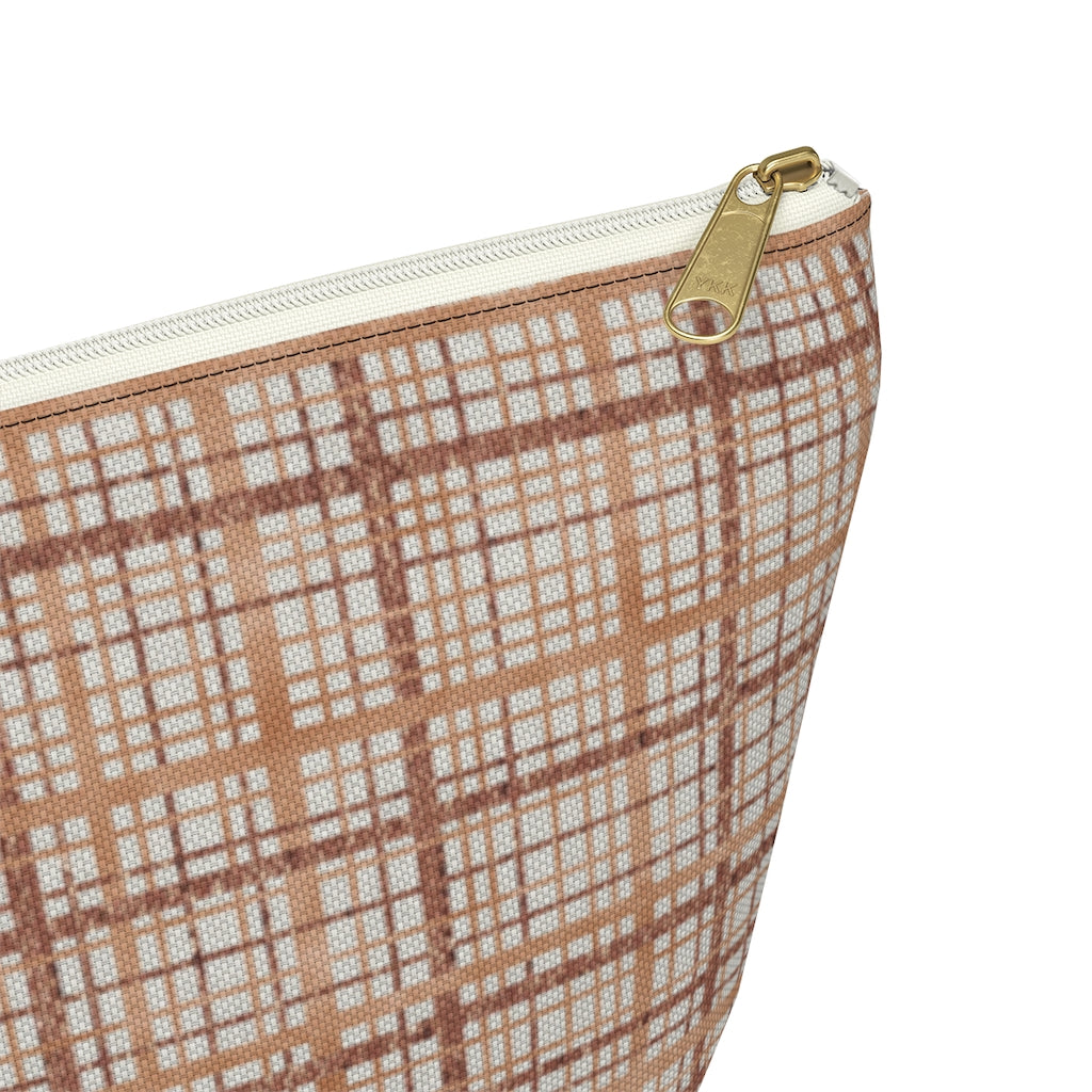 Rogers Tartan Accessory Pouch w T-bottom in Coral