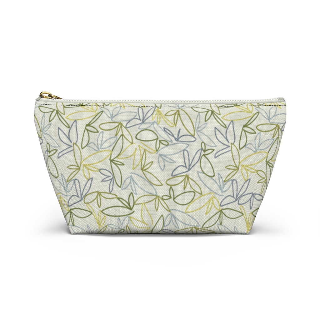 Sketch Leaf Accessory Pouch w T-bottom in Green