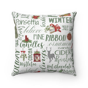 Holiday Cheer Square Throw Pillow in Green