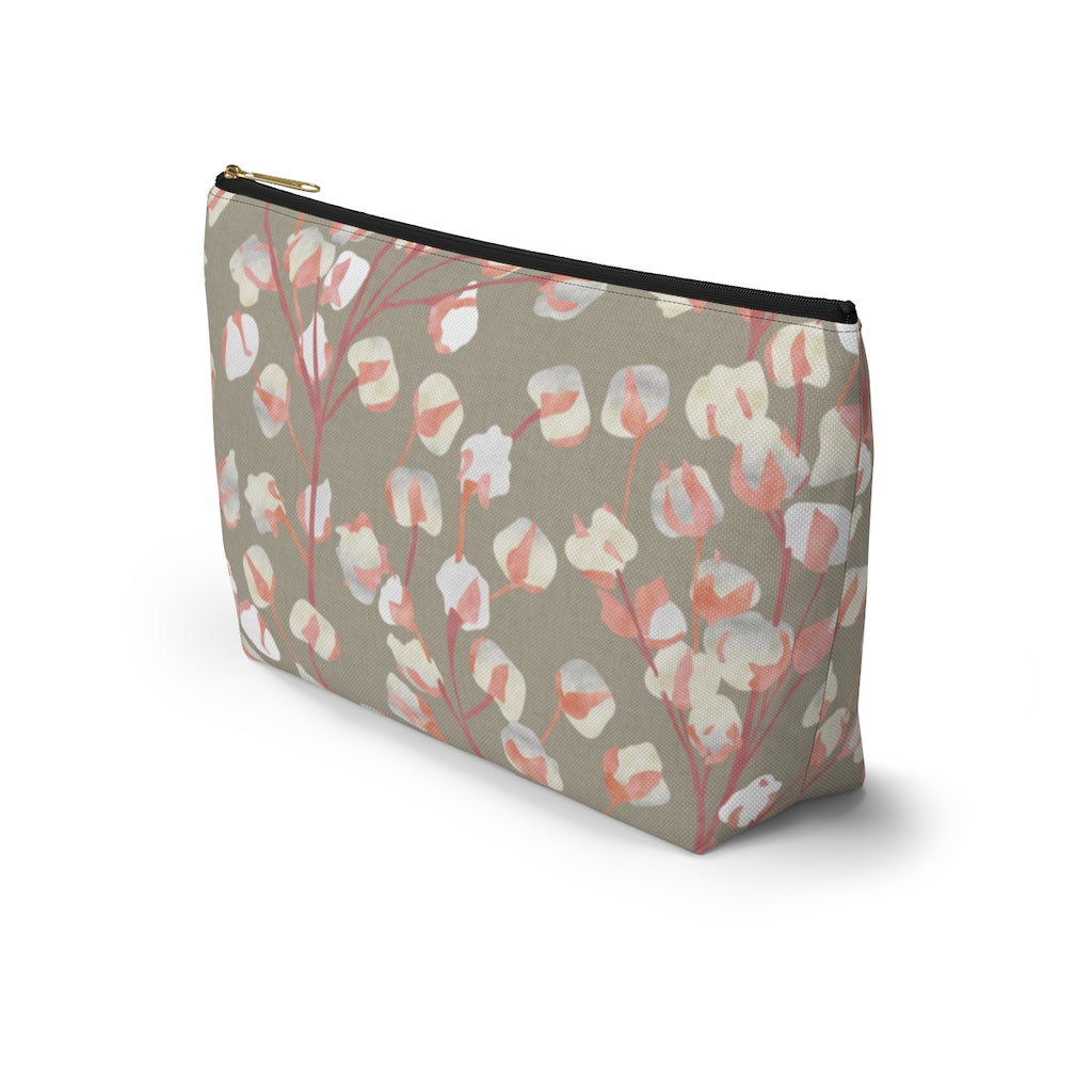 Cotton Branch Accessory Pouch w T-bottom in Pink