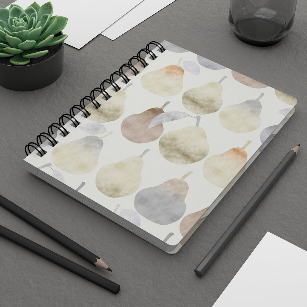 Watercolor Pears Spiral Bound Journal in Gray