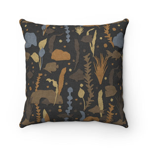Finding Square Throw Pillow in Black