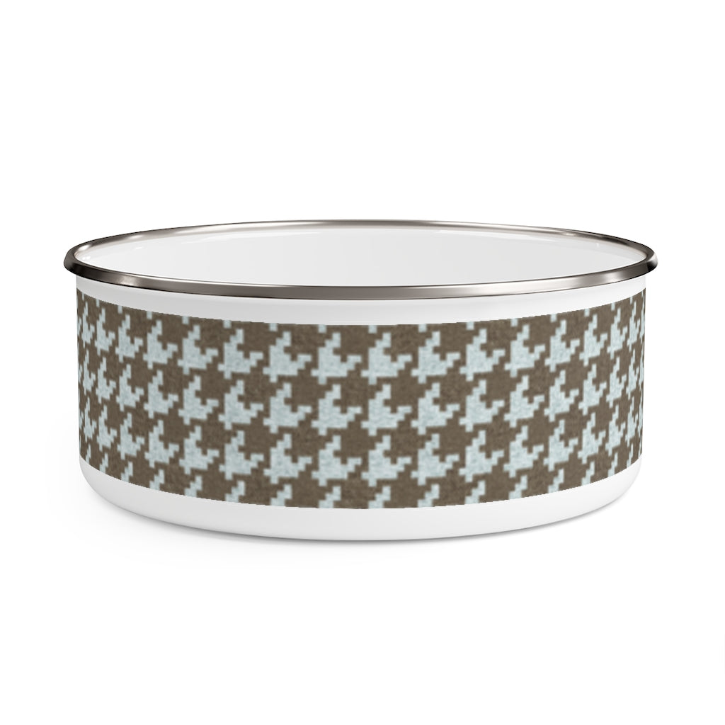Textured Houndstooth Enamel Bowl in Brown