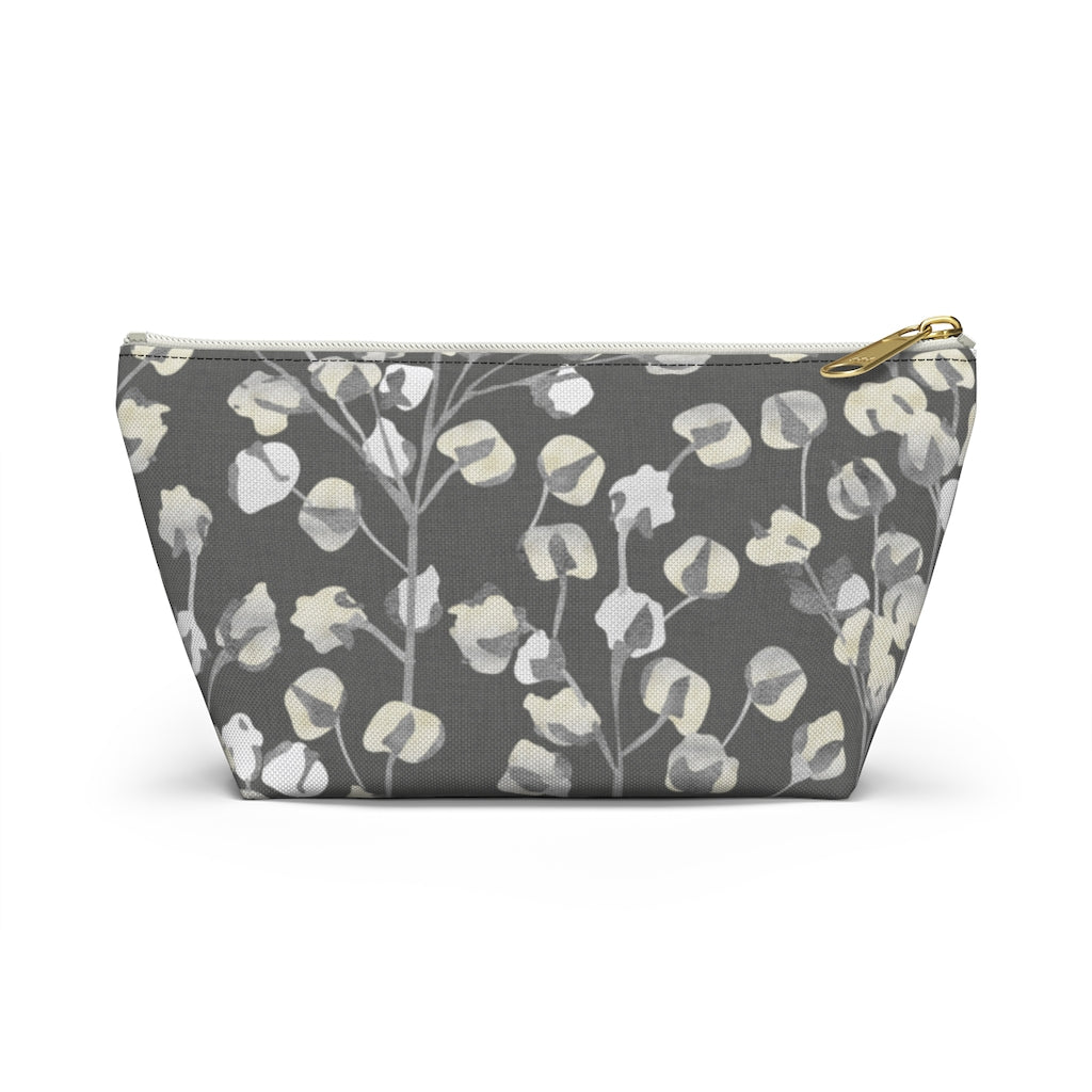 Cotton Branch Accessory Pouch w T-bottom in Gray