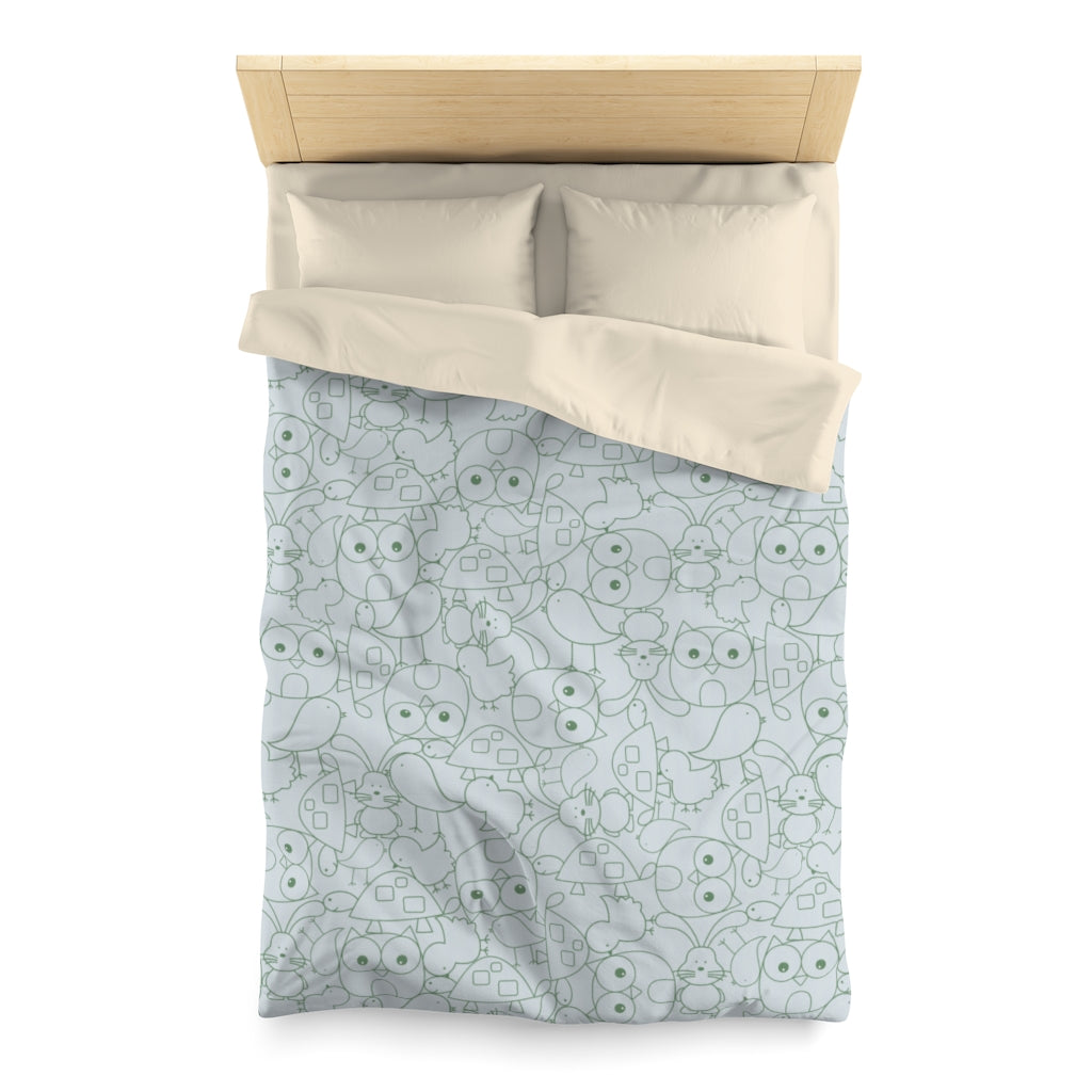 Cute Critters Microfiber Duvet Cover in Blue