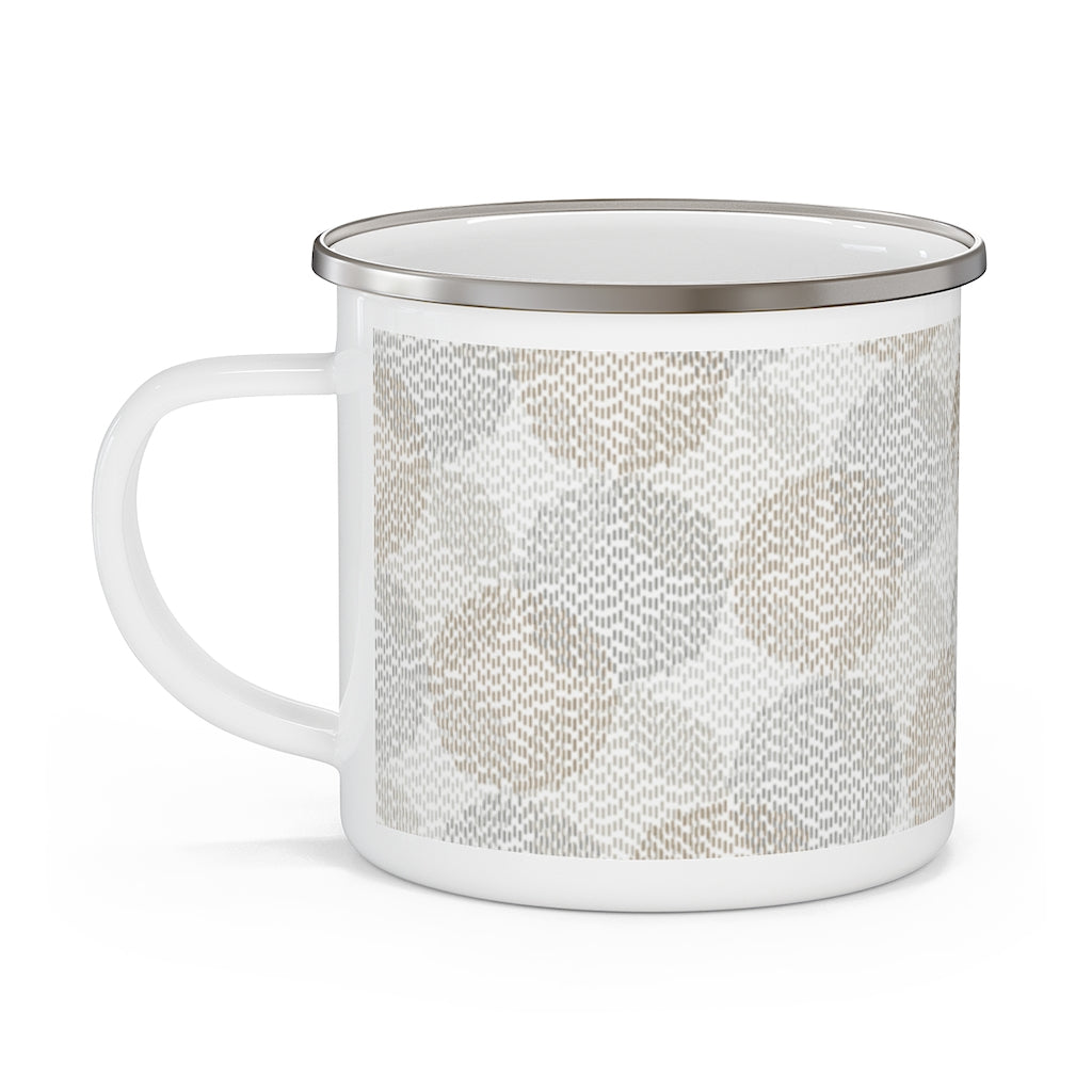 Stitch Circle Overlay Enamel Mug in Brown