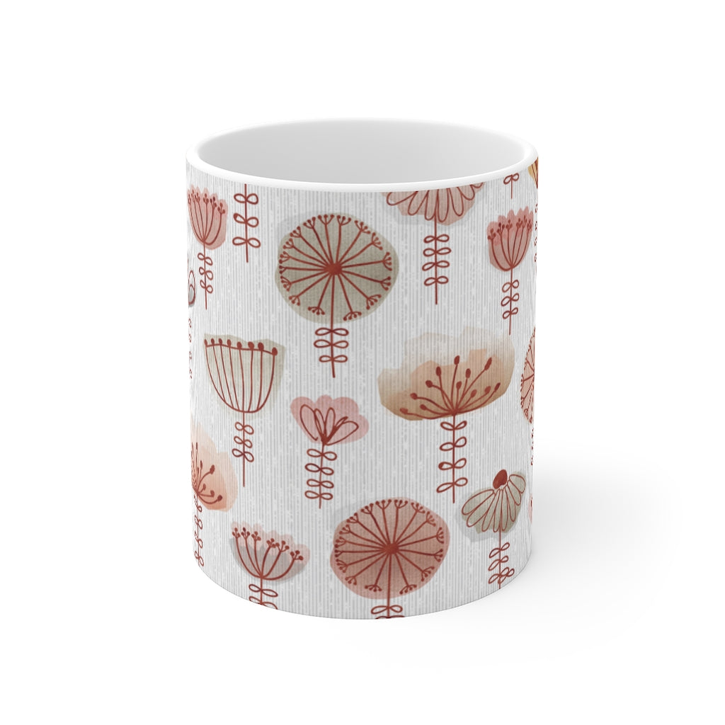 Watercolor Sketch Floral Mug in Red