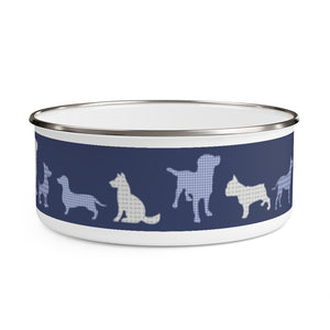 Dogs Enamel Bowl in Blue