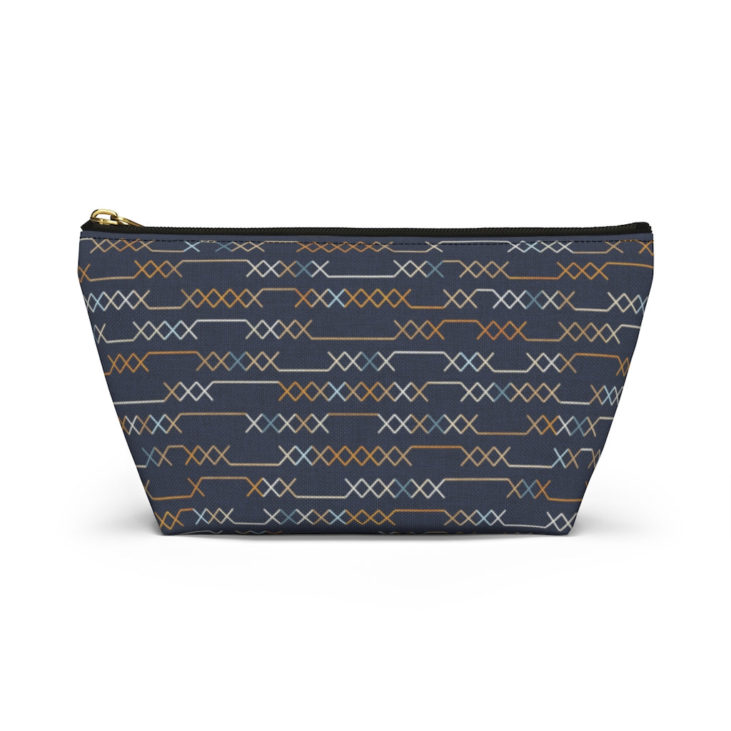 Santa Fe Stitch Accessory Pouch w T-bottom in Navy