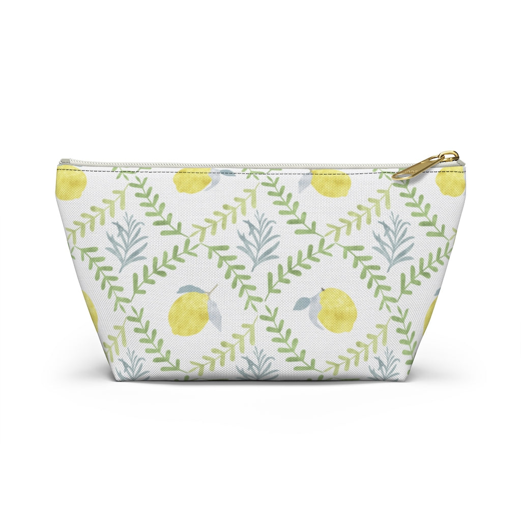 Lemon Tile Accessory Pouch w T-bottom in Green