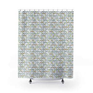 Modern Tartan Shower Curtain in Aqua