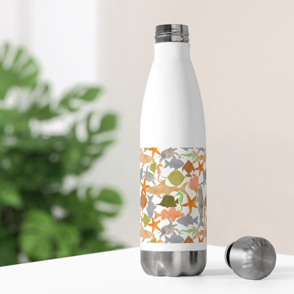 Watercolor Sea Life 20oz Insulated Bottle in Orange