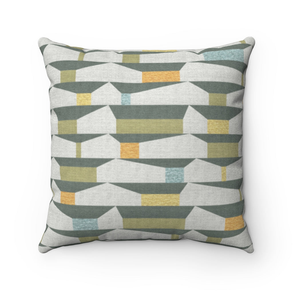 Tramway Square Throw Pillow in Green