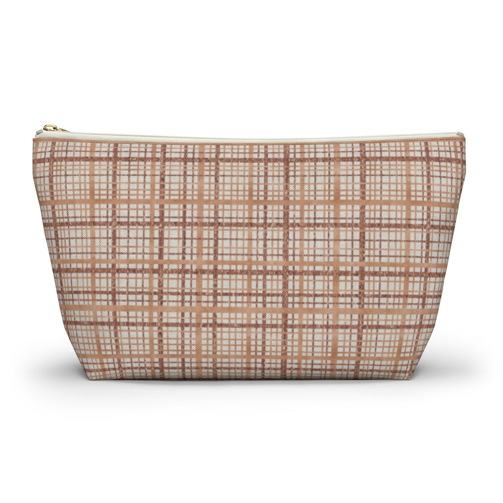 Rogers Tartan Accessory Pouch w T-bottom in Coral