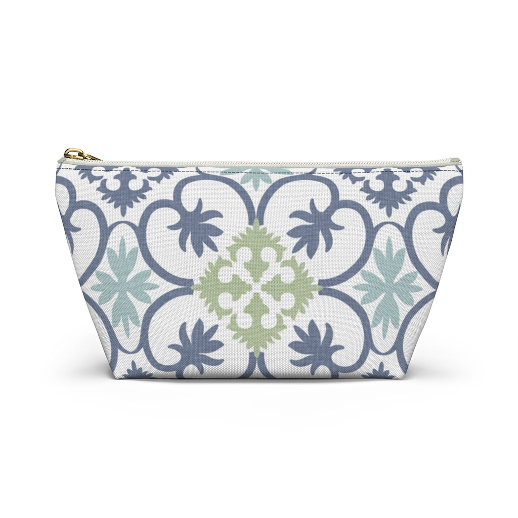 Portugal Tile Accessory Pouch w T-bottom in Blue