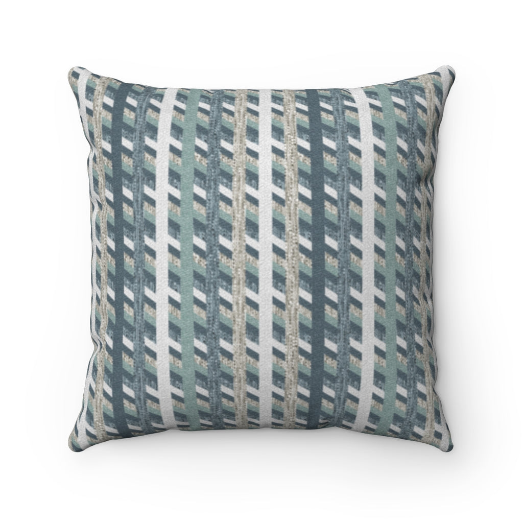 Taos Stripe Square Throw Pillow in Aqua