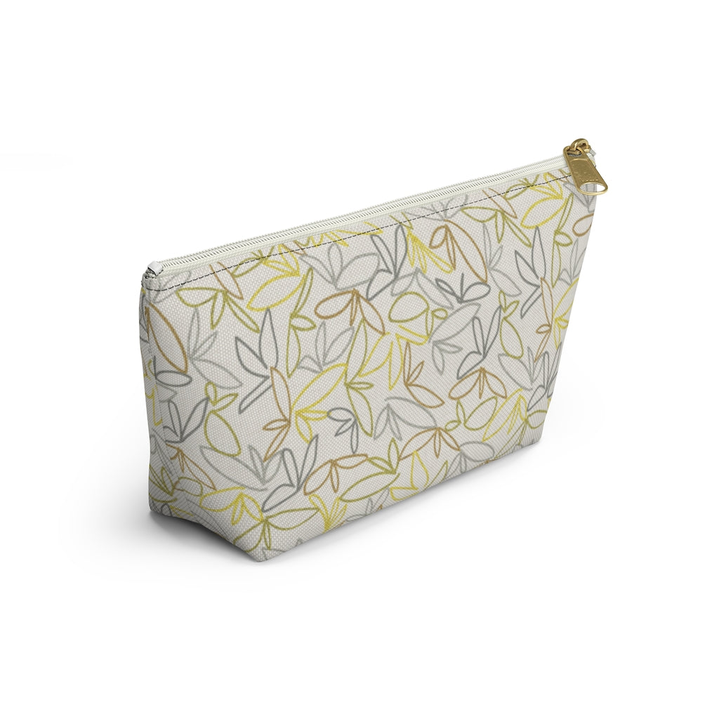 Sketch Leaf Accessory Pouch w T-bottom in Yellow