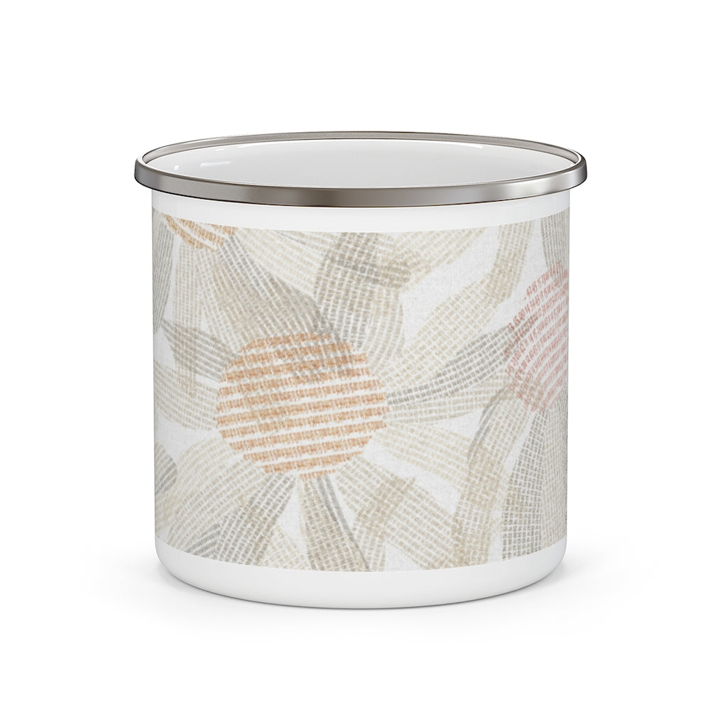 Daisy Chain Code Enamel Mug in Brown
