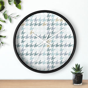 Plaid Houndstooth Wall Clock in Aqua