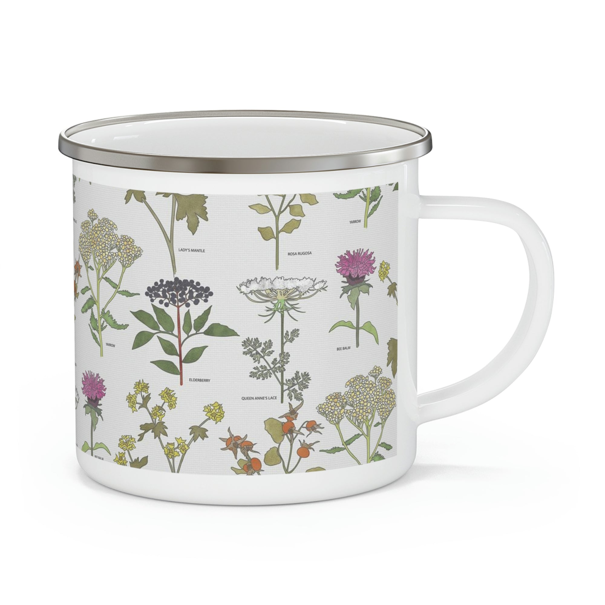 Healing Herbs Enamel Mug in White