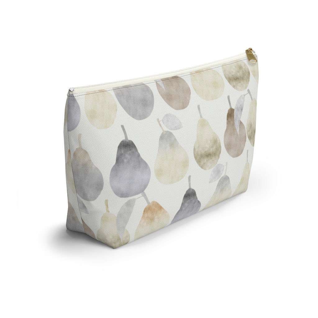 Watercolor Pears Accessory Pouch w T-bottom in Cream