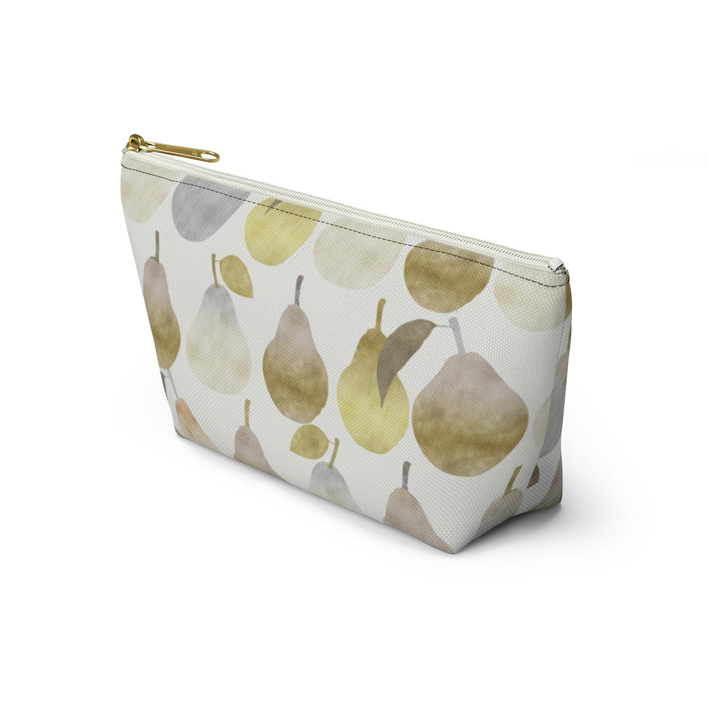 Watercolor Pears Accessory Pouch w T-bottom in Gold