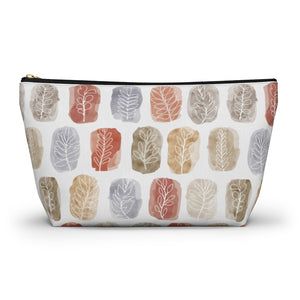Watercolor Leaf Stamp Accessory Pouch w T-bottom in Red