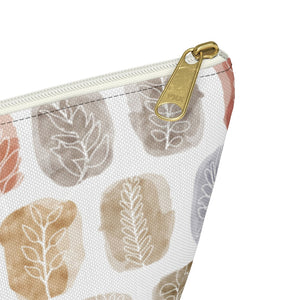 Watercolor Leaf Stamp Accessory Pouch w T-bottom in Red