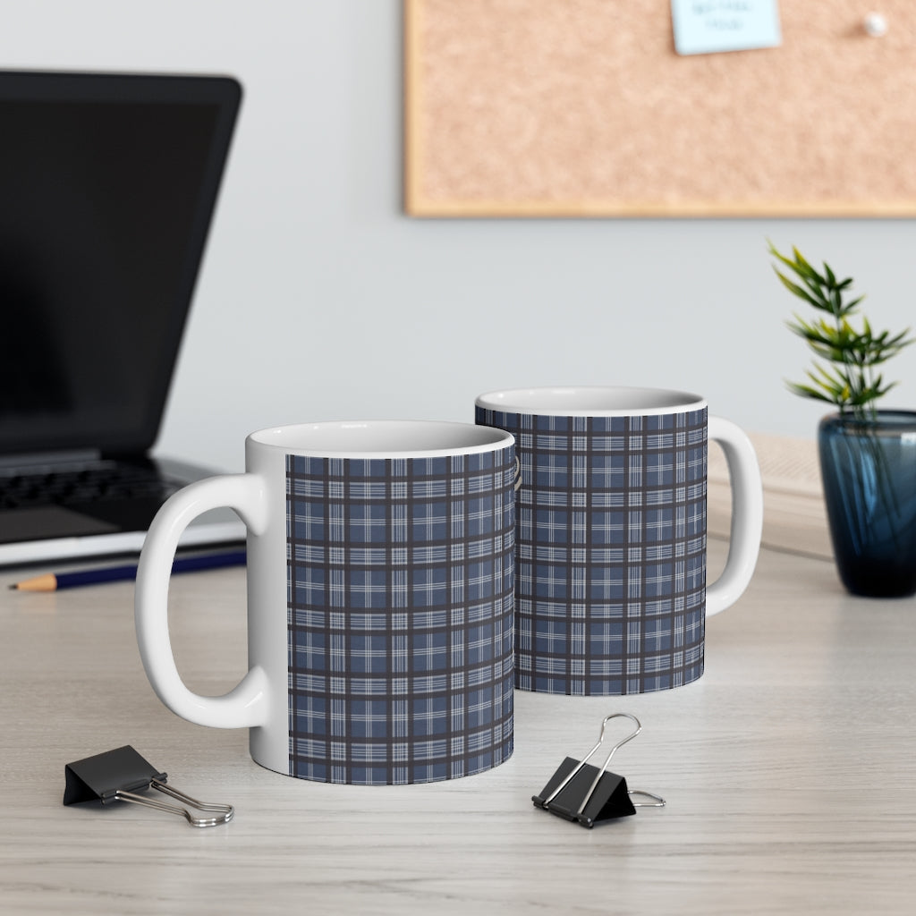 Plaid Deer Mug in Navy