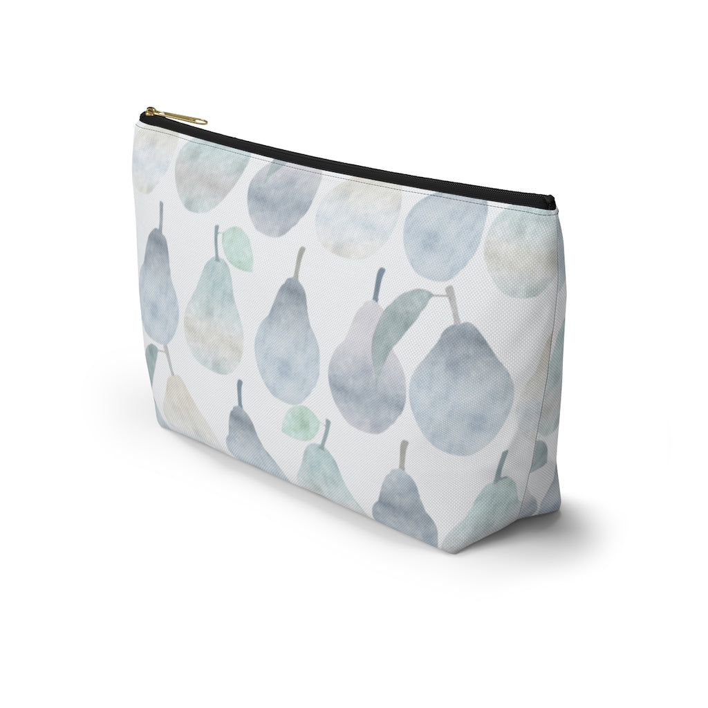 Watercolor Pears Accessory Pouch w T-bottom in Light Blue