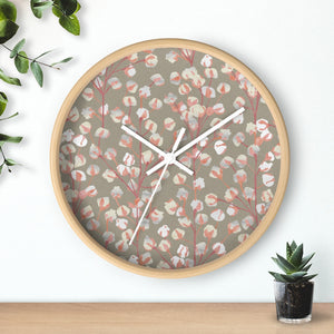 Cotton Branch Wall Clock in Pink