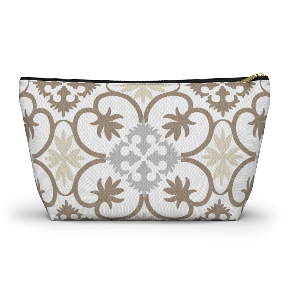 Portugal Tile Accessory Pouch w T-bottom in Brown